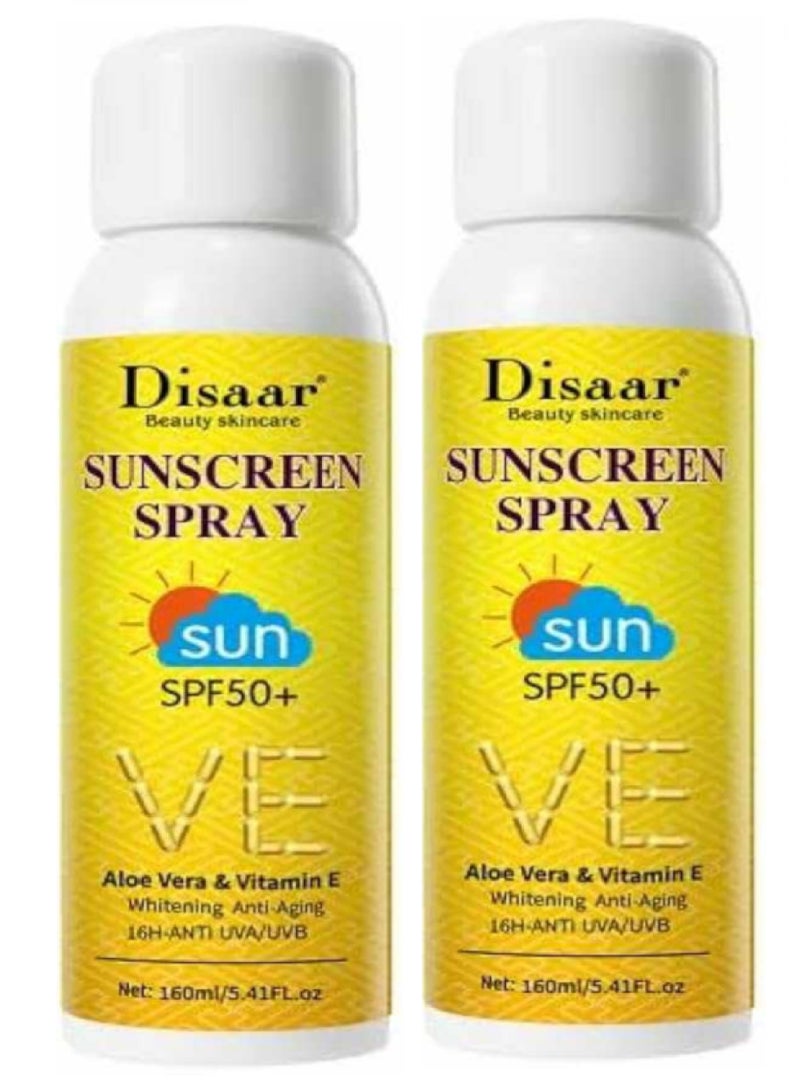 Disaar 2 Pieces Of Sunscreen Spray Sun SPF 50 +  with Aloe Vera and Vitamin E 2 X 160 ml  - Image 1