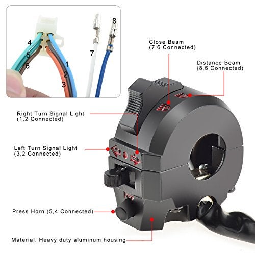 KAWELL Motorcycle Switch Light Turn Signal Switch Dirt Bike Horn Head Light 7/8 Inches Handlebar Switch for Motorbike - Image 4