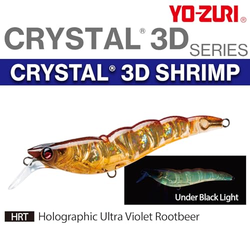 Yo-Zuri R1162-HRT Crystal 3D Shrimp Slow Sinking Lure, Holographic Ultra Violet Rootbeer , 90mm 3-1/2" - Image 5