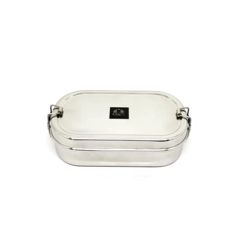 NYRA® Stainless Steel Food Pack Lunch Box for School/Office Tiffin with Locking Clip for Kids/Adults (Veg Box Included) - Rectangle - Image 1