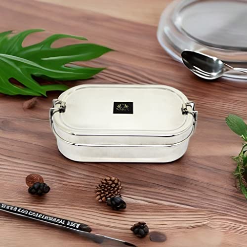 NYRA® Stainless Steel Food Pack Lunch Box for School/Office Tiffin with Locking Clip for Kids/Adults (Veg Box Included) - Rectangle - Image 2