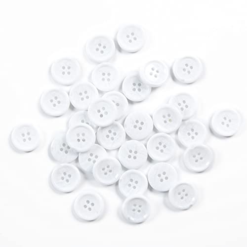 MASONEE 80 Large 3/4 inch Round Resin Buttons for Sewing - Crafts & Clothing - 4 Hole Flatback Coat & Shirt Sweater Buttons - White Plastic - 20mm - Bulk - Image 2