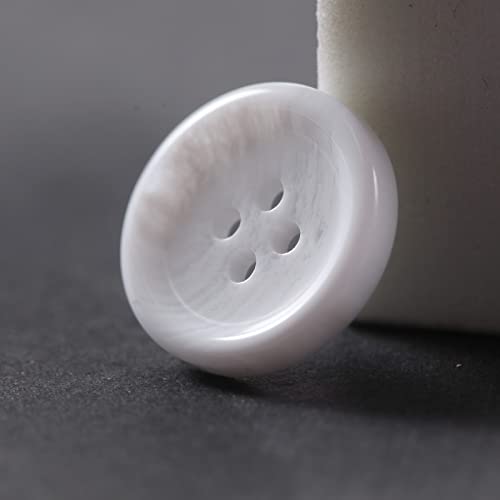 MASONEE 80 Large 3/4 inch Round Resin Buttons for Sewing - Crafts & Clothing - 4 Hole Flatback Coat & Shirt Sweater Buttons - White Plastic - 20mm - Bulk - Image 3