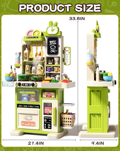 STACTCUTE 338IN 70PCS Kids Kitchen Playset with Sound Light Cooking Stove with Steam Play Sink and Toy Kitchen Accessories Pretend Kitchen Play Food Toys for Kids Boys Girls Toddler Play Kitchen Set - Image 5