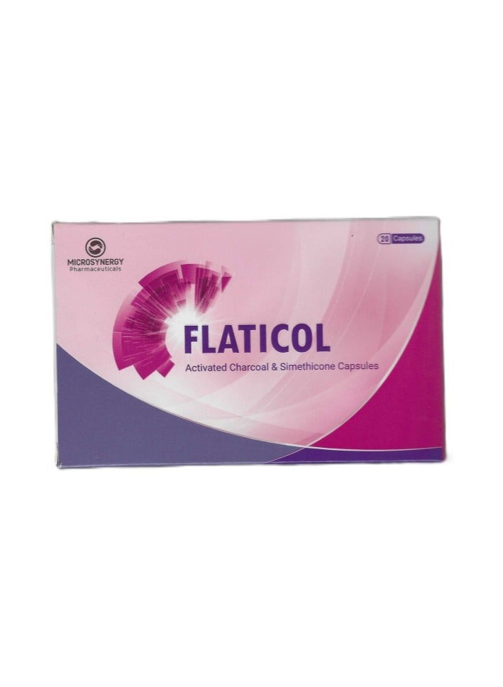 Flaticol Activated Charcoal & Simethicone 20 Capsules - Image 1