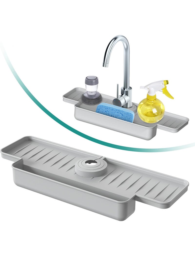EXCEFORE Kitchen Faucet Sink Splash Guard, Silicone Faucet Water Catcher Mat, Kitchen Sink Splash Guard Upgraded Faucet Water Catcher Tray, for Kitchen Bathroom Countertop - Image 1