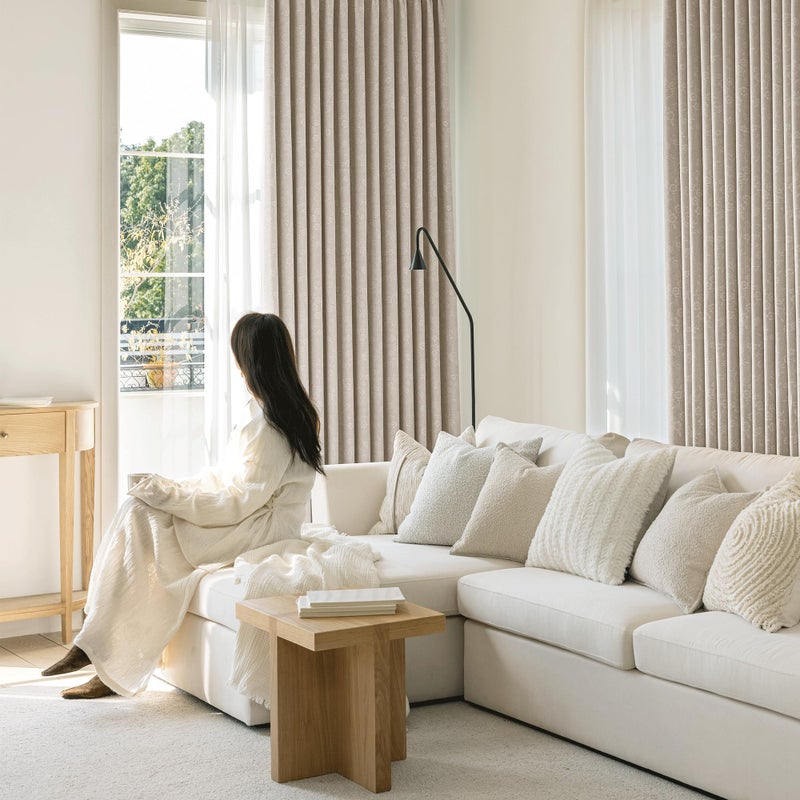 Beauoop Beige Floral Jacquard Blackout Curtains 84 Inches Long 2 Panels for Living Room Bedroom Chenille Flower Room Darkening Thermal Insulated Soundproof Grommet Window Drapes, 52x84 Set of 2 - Image 5