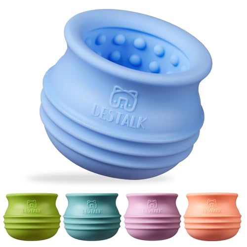 Bestalk Dog Enrichment Treat Toy LongLasting Wobbly Interactive Freeze Lick Toys for Dogs Stuffable Puzzle Feeder Toy for Boredom Silicone Treat Dispensing Chew Toy Baby BlueS - Image 1