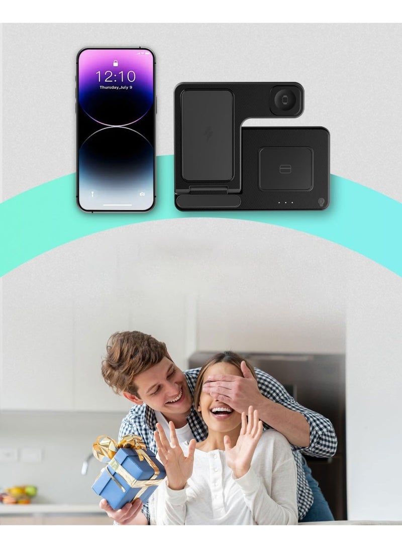 محطة شحن الشاحن اللاسلكي iPhone: 3 في 1 شاحن حاملات متعددة لـ Apple - iPhone 16e 16 15 14 Pro Max 13 12 11 - Watch 10 9 8 7 6 5 4 3 2 SE و Ultra Series - AirPods 4 3 2 Pro - Image 5