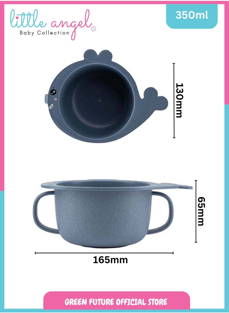 Little Angel Kids Bowls Feeding Bowl With Handle - Blue  - Image 4