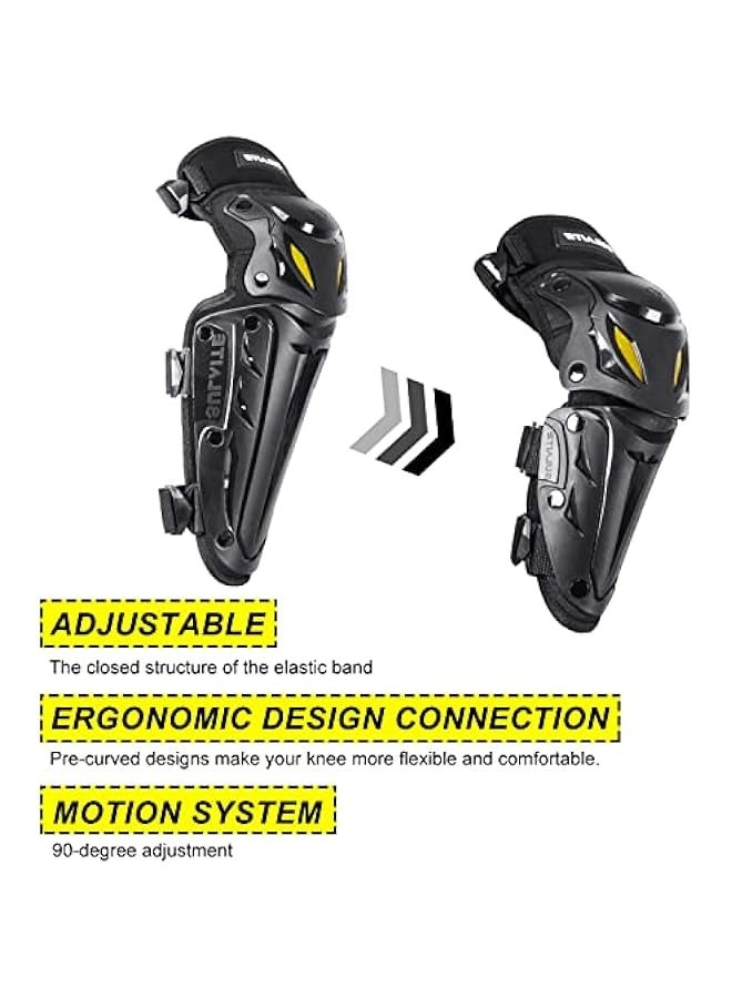 سولايت وسادات ركبة دراجة نارية، وسادات ركبة محسّنة لدراجات الجبال ودراجات الأتربة للرجال، وسادات ركبة قابلة للتعديل وحراس الساق للبالغين، معدات حماية حراس الركبة للدراجات الرباعية ورياضة مكروس وركوب السكيت، باللون الأسود - Image 4