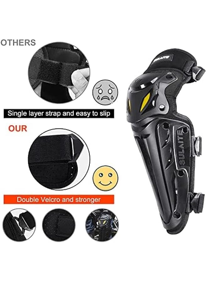 سولايت وسادات ركبة دراجة نارية، وسادات ركبة محسّنة لدراجات الجبال ودراجات الأتربة للرجال، وسادات ركبة قابلة للتعديل وحراس الساق للبالغين، معدات حماية حراس الركبة للدراجات الرباعية ورياضة مكروس وركوب السكيت، باللون الأسود - Image 3