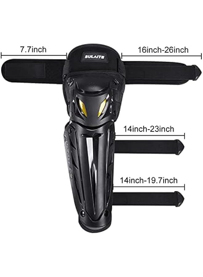 سولايت وسادات ركبة دراجة نارية، وسادات ركبة محسّنة لدراجات الجبال ودراجات الأتربة للرجال، وسادات ركبة قابلة للتعديل وحراس الساق للبالغين، معدات حماية حراس الركبة للدراجات الرباعية ورياضة مكروس وركوب السكيت، باللون الأسود - Image 5