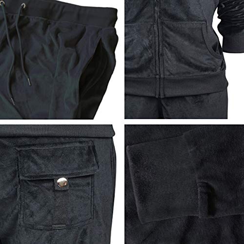 Facitisu Sweatsuits for Women Tracksuit 2 Piece Outfits Velour & Fleece Active Wear Zip-Up Hoodie Sweatpants Sweat Suits Black Large - Image 5