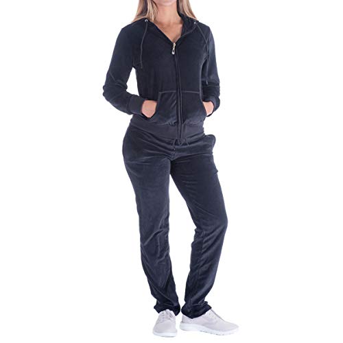 Facitisu Sweatsuits for Women Tracksuit 2 Piece Outfits Velour & Fleece Active Wear Zip-Up Hoodie Sweatpants Sweat Suits Black Large - Image 1