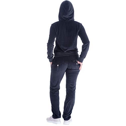 Facitisu Sweatsuits for Women Tracksuit 2 Piece Outfits Velour & Fleece Active Wear Zip-Up Hoodie Sweatpants Sweat Suits Black Large - Image 3