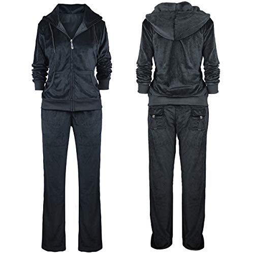 Facitisu Sweatsuits for Women Tracksuit 2 Piece Outfits Velour & Fleece Active Wear Zip-Up Hoodie Sweatpants Sweat Suits Black Large - Image 4