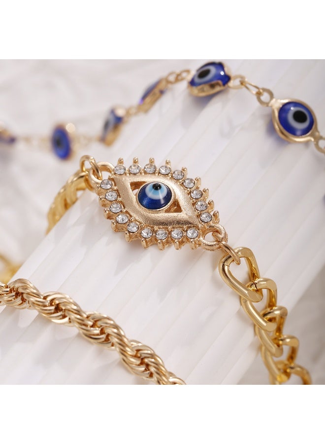 Ucanbe Evil Eye Bracelet Set – Alloy Twisted Chain Minimalist Fashion Hand Jewelry - Image 4
