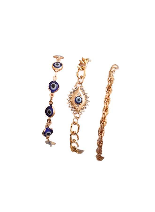 Ucanbe Evil Eye Bracelet Set – Alloy Twisted Chain Minimalist Fashion Hand Jewelry - Image 2