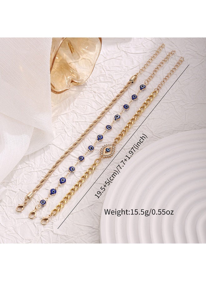 Ucanbe Evil Eye Bracelet Set – Alloy Twisted Chain Minimalist Fashion Hand Jewelry - Image 3