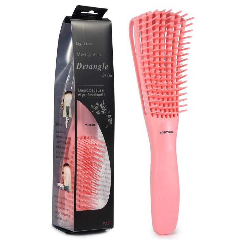 BESTOOL Hair Brush, Detangling Brush for Natural Black and Curly Hair (Pink, Afro 3/4abc), Ideal for Wet or Dry Hair - Image 1