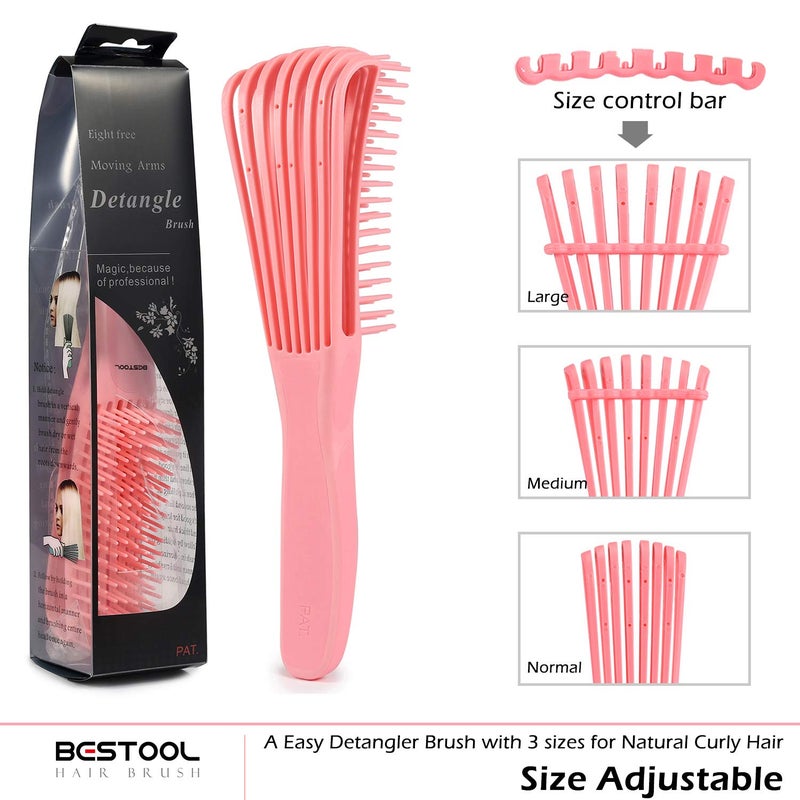 BESTOOL Hair Brush, Detangling Brush for Natural Black and Curly Hair (Pink, Afro 3/4abc), Ideal for Wet or Dry Hair - Image 2