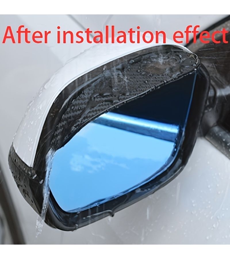 2 Pcs Car Side Mirror Rain Guards Thickened Carbon Fiber Visors Universal Fit Water Repellent Clear Visibility - Image 4