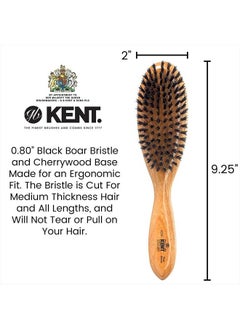 KENT Kent LC22 Finest Hair Brushes for Women Detangler Dry Brush Made of Cherrywood - Boar Bristle Oval Hairbrush for Medium to Thick Hair All Lengths - Salon Style Straightening Pure Wood Brush from Kent  - Image 2