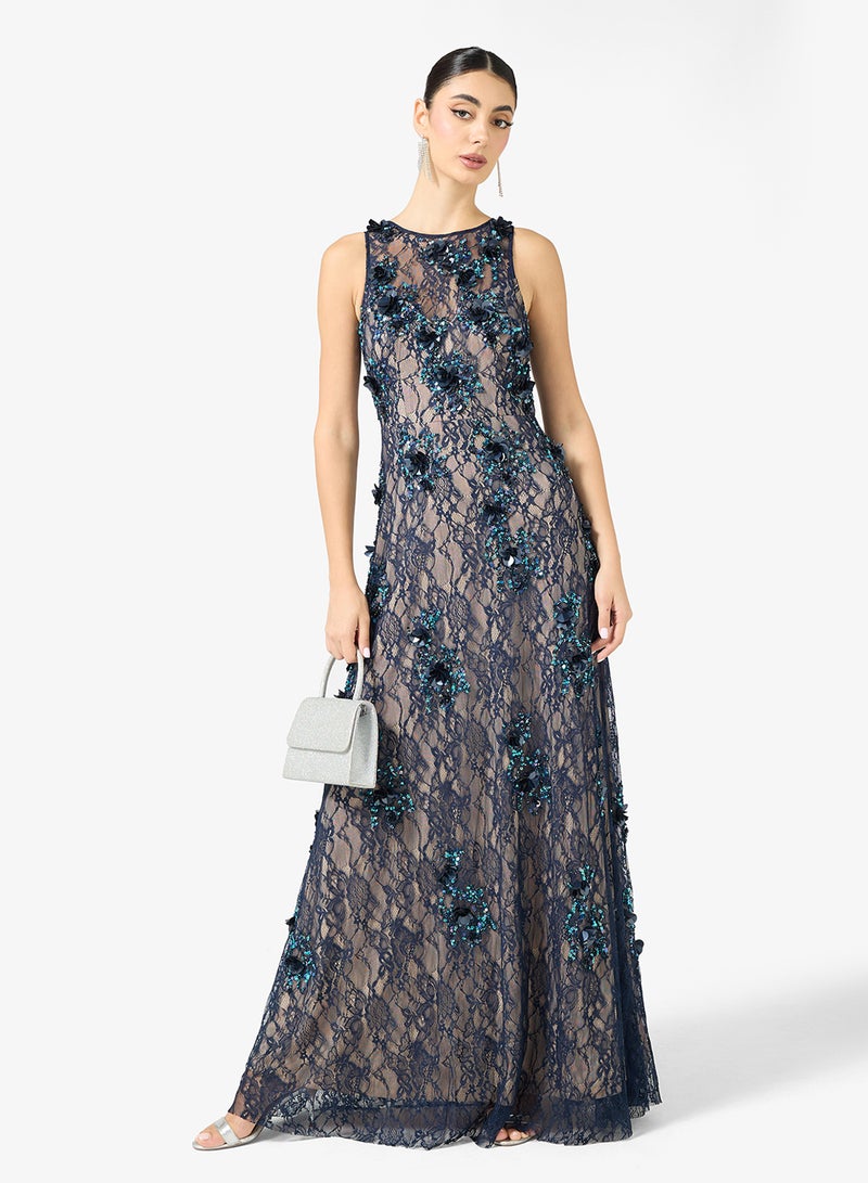 Adrianna Papell Embellished Lace Detail Maxi Dress - Image 1