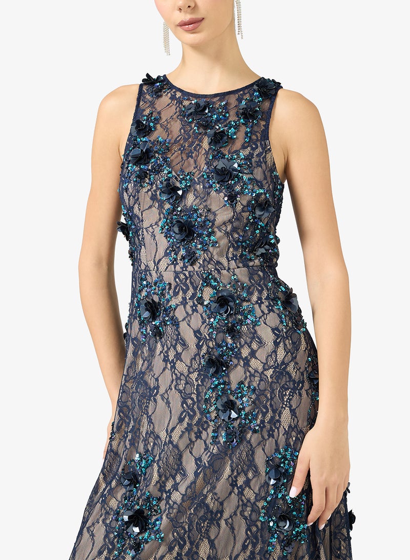 Adrianna Papell Embellished Lace Detail Maxi Dress - Image 3