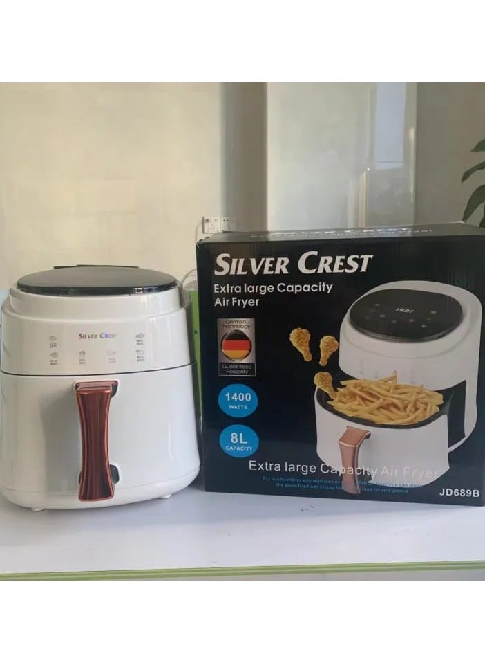 سيلفر كريست مقلاة هوائية، مع شاشة لمس LED، مقلاة هوائية رقمية مع دوامة، مقلاة هوائية كبيرة خالية من الزيت وقليلة الدهون، فرن مقلاة هوائية بتدوير الهواء الساخن، 4 إعدادات مسبقة، سلة غير لاصقة، 1400 واط  - Image 1