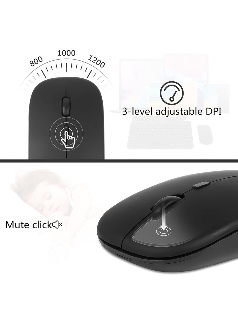 MUNTAQI Bluetooth Wireless Keyboard and Mouse Combo – 2.4GHz USB Rechargeable Slim Keyboard Lightweight Quiet Mouse for PC, Laptop, Windows, Mac – Portable Silent Typing Set for Office/Home Use - Image 2