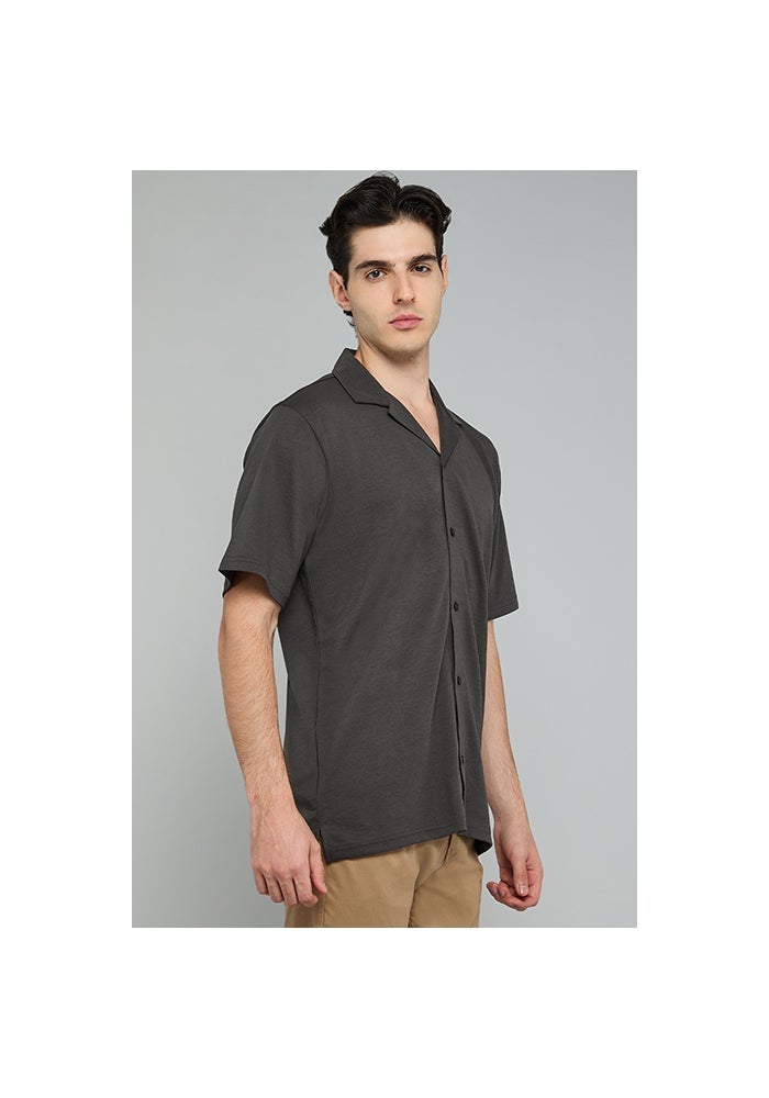 R&B Textured Knit Shirt with Revere Collar and Short Sleeves - Image 4