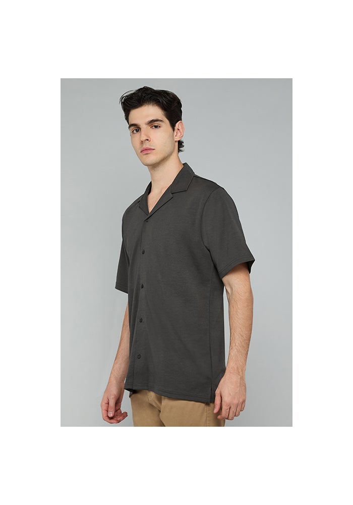 R&B Textured Knit Shirt with Revere Collar and Short Sleeves - Image 2