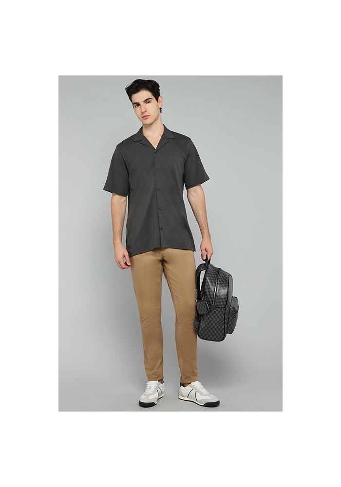 R&B Textured Knit Shirt with Revere Collar and Short Sleeves - Image 5