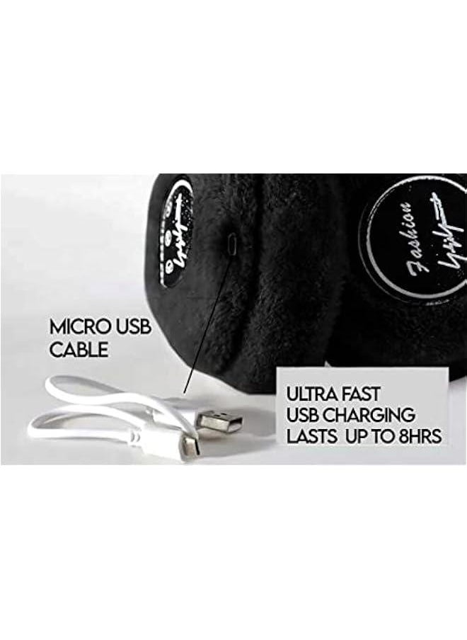 Wireless Bluetooth 5.0 Rechargeable Over The Ear Headphone Earmuffs with Extra Soft and Warm Fabric, Microphone