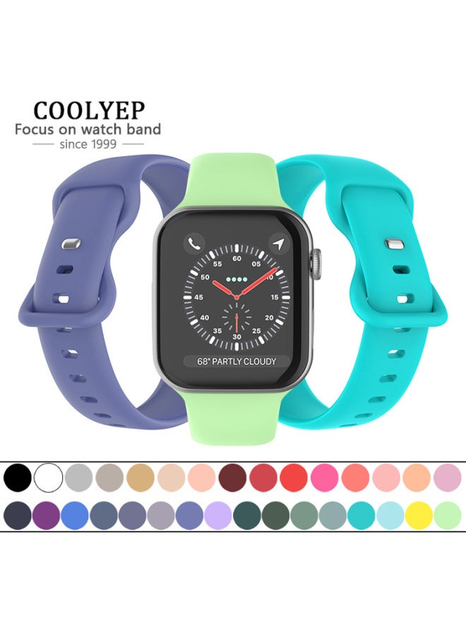 For Apple Silicone Strap Iwatch Strap Apple Watch With Butterfly Buckle 8 Buckle Apple Strap Bag Buckle-Color:11# Lavender-Specifications:42/44/45/49mm Large Size - Image 5