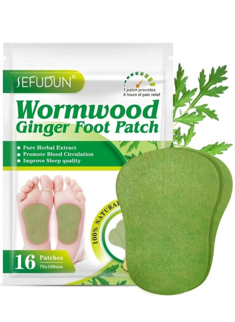Sefudun Topical Ginger Foot Pain Relief Patch, Herbal Foot Therapy Patch Foot Pain Relief Patch, 16Patches  - Image 1
