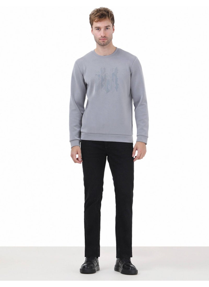 Kip - Grey Crew Neck Printed Sweatshirt - Image 1