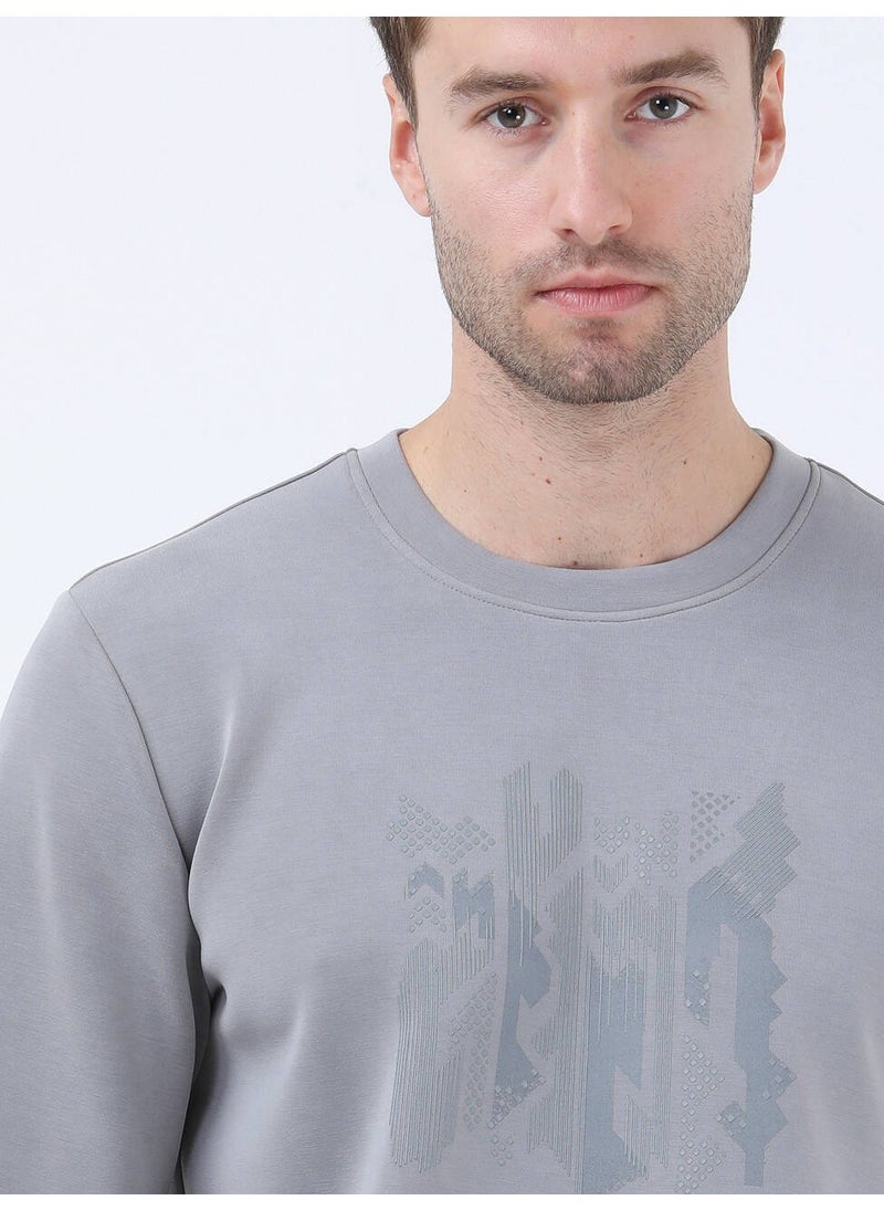Kip - Grey Crew Neck Printed Sweatshirt - Image 1