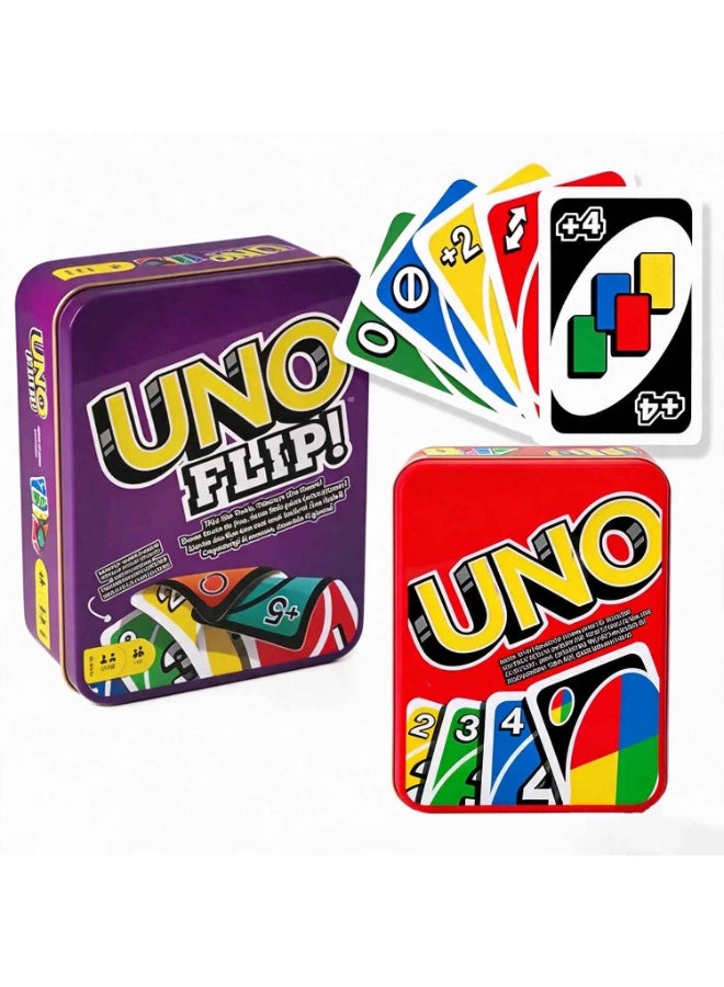 مجموعة بطاقات UNO وUNO Flip، لعبة UNO الكلاسيكية مع بطاقات مزدوجة الجوانب، ألعاب عائلية للأطفال والكبار، ألعاب حفلات وليالي الألعاب، ألعاب للسفر والعطلات، ألعاب أطفال وهدية للعائلة، مناسبة لضعاف تمييز الألوان - Image 1