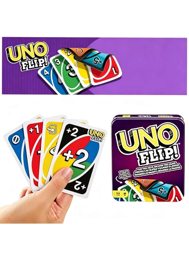 مجموعة بطاقات UNO وUNO Flip، لعبة UNO الكلاسيكية مع بطاقات مزدوجة الجوانب، ألعاب عائلية للأطفال والكبار، ألعاب حفلات وليالي الألعاب، ألعاب للسفر والعطلات، ألعاب أطفال وهدية للعائلة، مناسبة لضعاف تمييز الألوان - Image 3