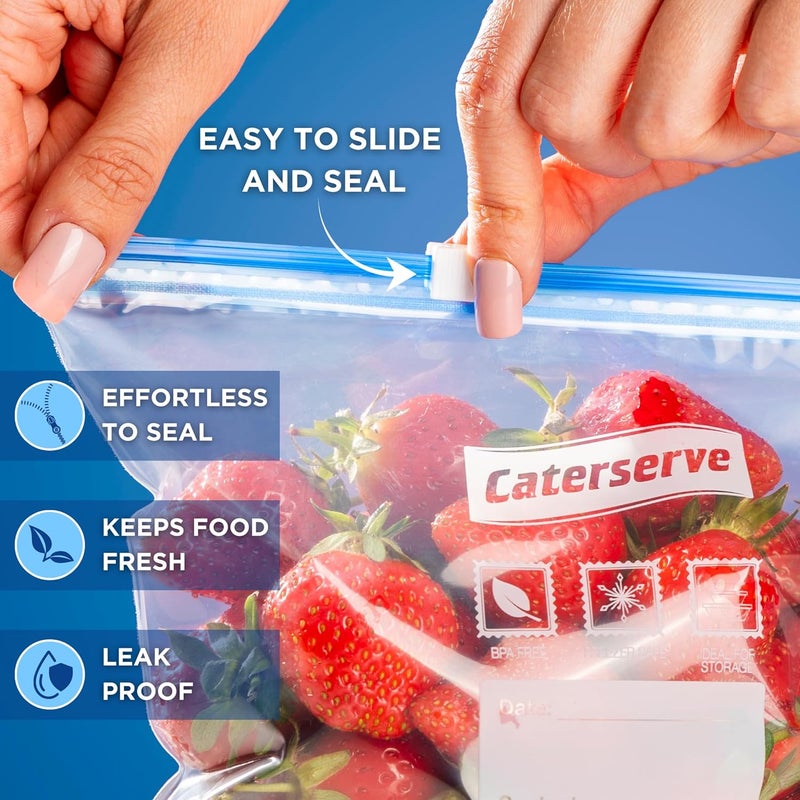 Caterserve Half Gallon Slider Ziplock Bags | Freezer Safe, Airtight Seal, Reusable Food Storage, Clear Plastic, Ideal for Snacks, Lunches, and Meal Prep Half Gallon - 60Bags - Image 4