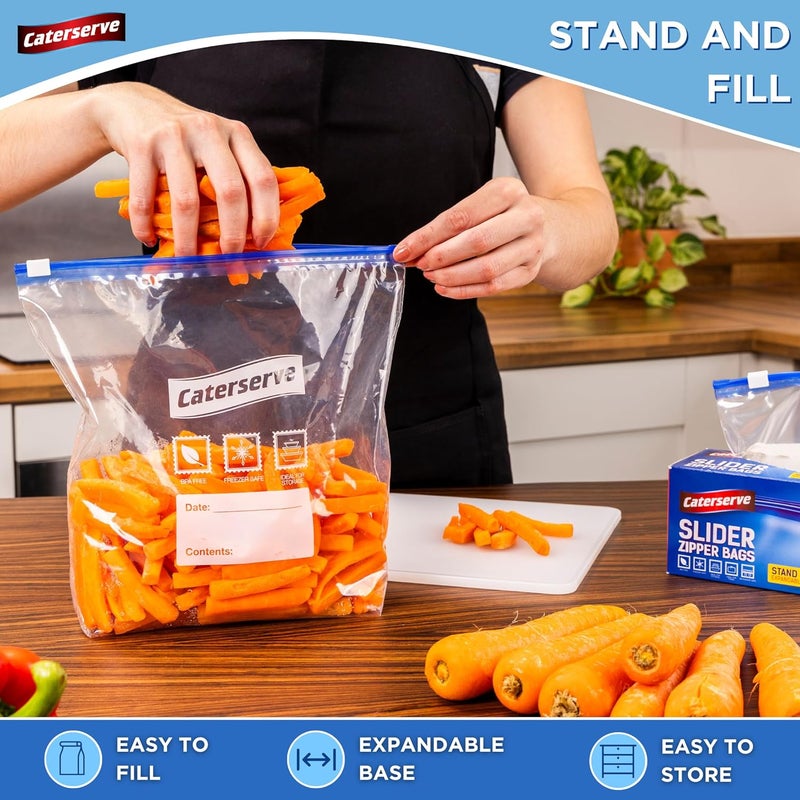 Caterserve Half Gallon Slider Ziplock Bags | Freezer Safe, Airtight Seal, Reusable Food Storage, Clear Plastic, Ideal for Snacks, Lunches, and Meal Prep Half Gallon - 60Bags - Image 3