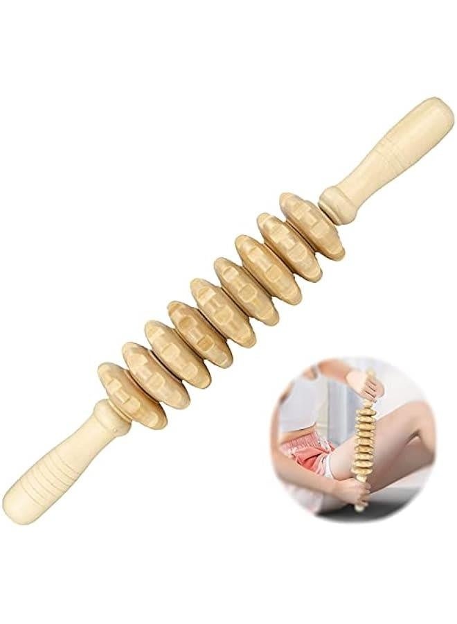 Wood Massage Roller Stick, Cellulite Muscle Roller Stick for Athletes, Trigger Point Manual Massage Stick for Sore Muscle Pain Relief & Recovery, Tightness, Soothing Cramp, (1 PCS, White) - Image 1