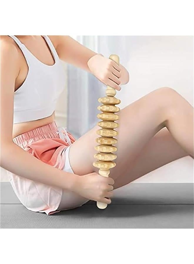 Wood Massage Roller Stick, Cellulite Muscle Roller Stick for Athletes, Trigger Point Manual Massage Stick for Sore Muscle Pain Relief & Recovery, Tightness, Soothing Cramp, (1 PCS, White) - Image 5