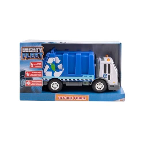 Mighty Fleet Rescue Force 12" Garbage Truck Toy – Realistic Lights & Sounds, Detachable Recycling Bin, Durable Free-Wheeling Design – Ages 3+ - Image 5
