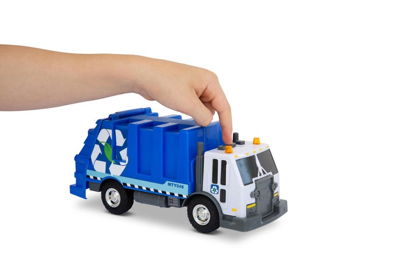 Mighty Fleet Rescue Force 12" Garbage Truck Toy – Realistic Lights & Sounds, Detachable Recycling Bin, Durable Free-Wheeling Design – Ages 3+ - Image 4