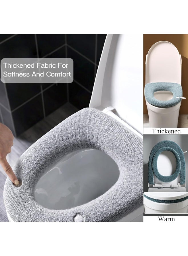 Relex Thicker Soft Bathroom Toilet Seat Cover Pad Warmer Toilet Seat Cushion Cover Stretchable Washable Fiber Cloth, Warm Toilet Seat Mat Easy Installation & Cleaning (Grey) - Image 4