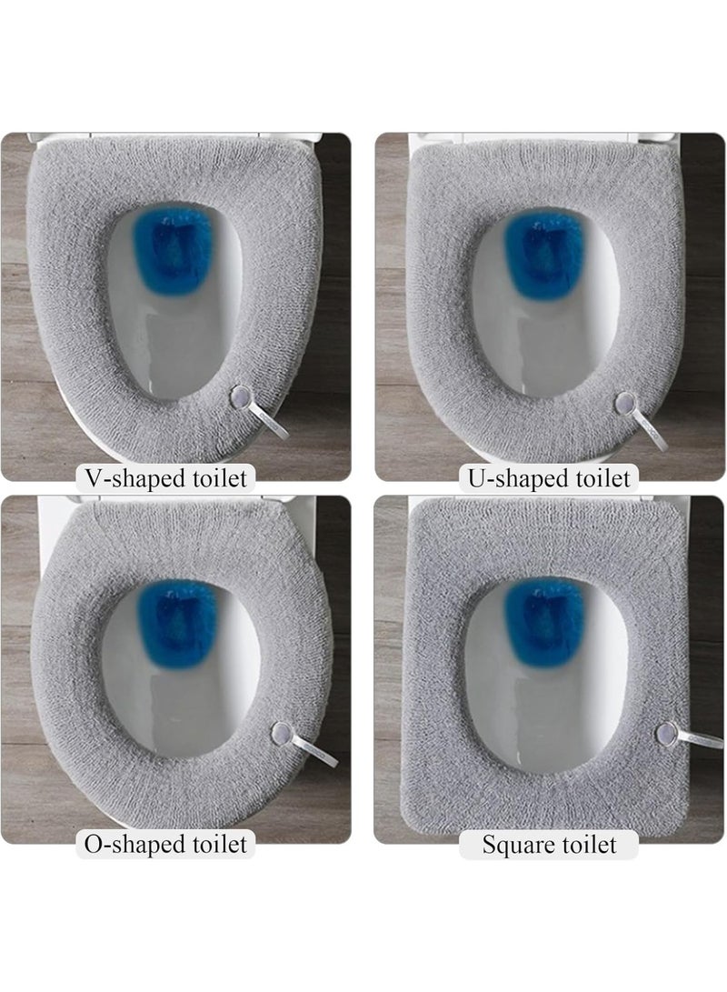 Relex Thicker Soft Bathroom Toilet Seat Cover Pad Warmer Toilet Seat Cushion Cover Stretchable Washable Fiber Cloth, Warm Toilet Seat Mat Easy Installation & Cleaning (Grey) - Image 3